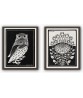 Two Owls and Rose Bush Prints Set of 2 - Art-1126