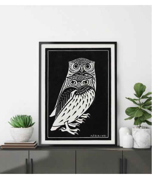 Two Owls Print - Art-1126