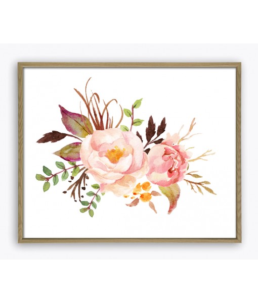 Flowers Watercolour Painting Print - Pink ...