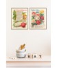 Vintage Advertising - Flowers and Fruit Illustration Print Set of 2 - Art-901