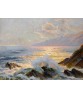 Seascape – Sea, Mountain and Sky – Vintage Oil Painting Print