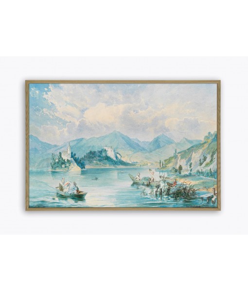 Lake - Vintage Painting Print, Coastal ...