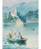Lake - Vintage Painting Print, Coastal Lake Wall Art Print - Art-975