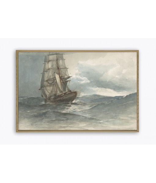 Ship at Sea - Watercolor Vintage ...