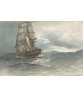 Ship at Sea - Watercolor Vintage Painting Print Art-977