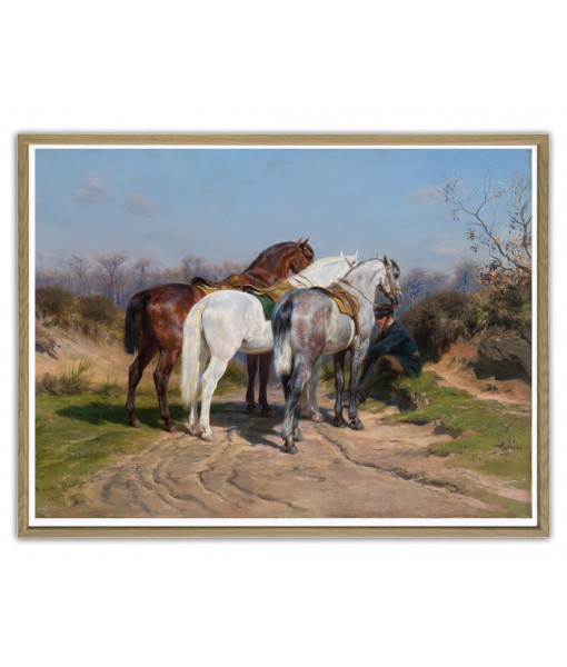 Horses, Vintage Painting Print, Art-983