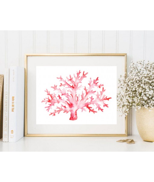 Red Coral Watercolour Painting Print, Bathroom ...